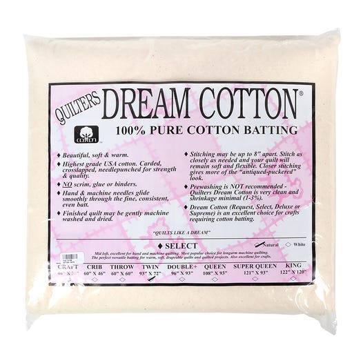 Quilters Dream Cotton Deluxe Weighty Loft Quilt Batting-twin Size 93 X 72 