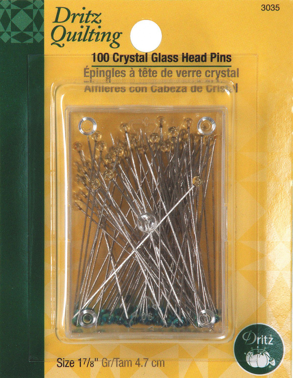 Dritz Quilting Crystal Glass Head Pins 100/PKG