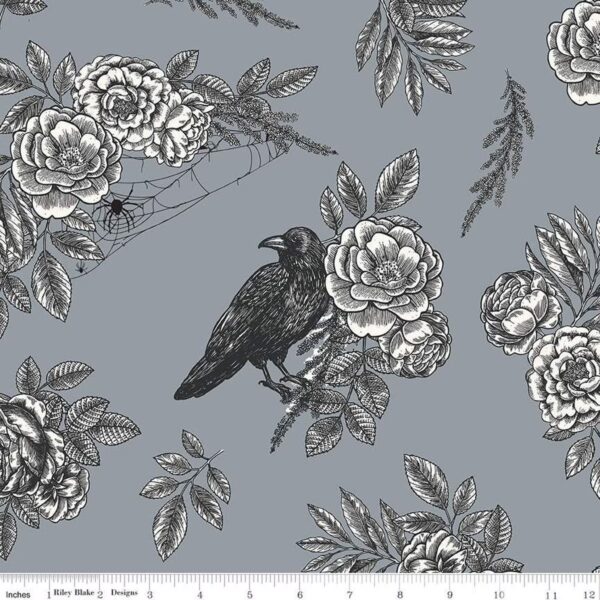 Sophisticated Halloween Floral Raven