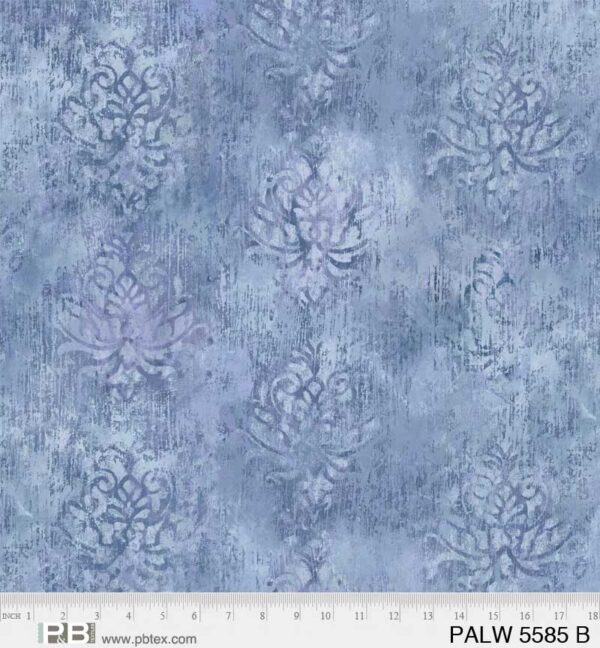 Distressed Damask Blue 108"