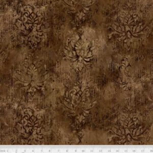 Distressed Damask Brown 108"