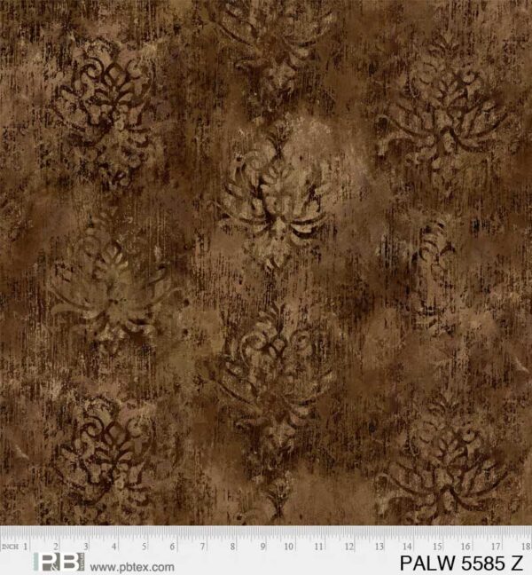 Distressed Damask Brown 108"