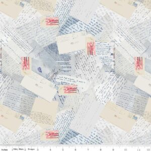 3 Yard by 108" Precut Letters from Home Vintage Blue