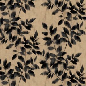 Brushy Vines Taupe Black 108"