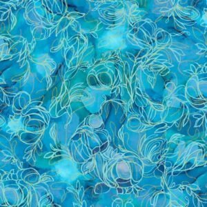 Blue Painted Sea Flowing Linework